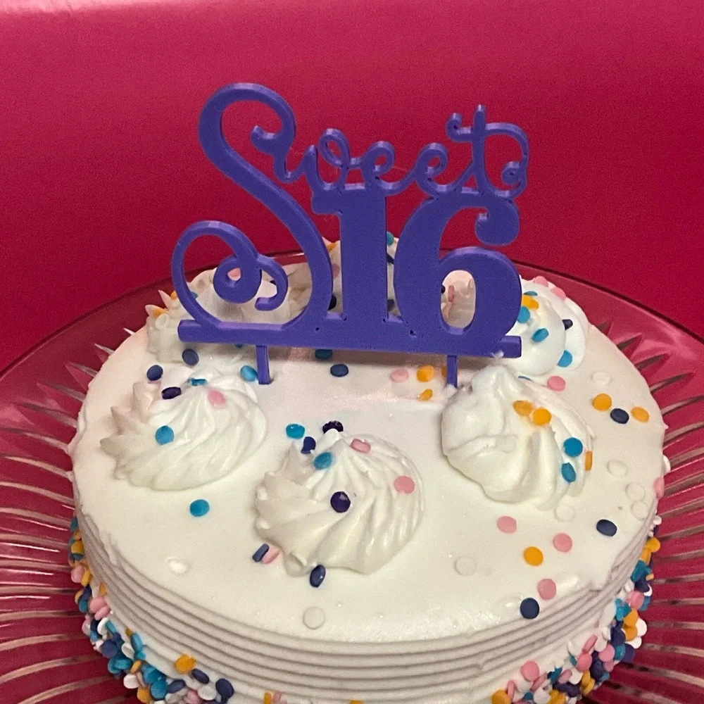 New! Sweet 16 Cake Topper 3D Cake Topper Sweet Sixteen Customizable Cake Topper